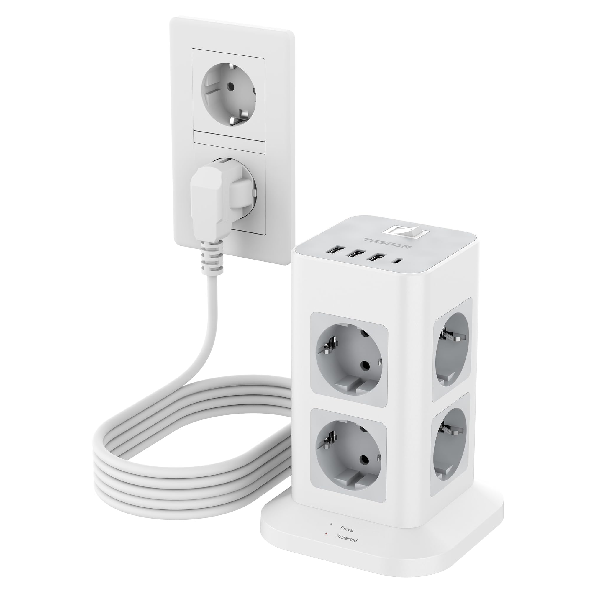 Tessan Ciabatta Multipresa 5 Metri con 4 USB