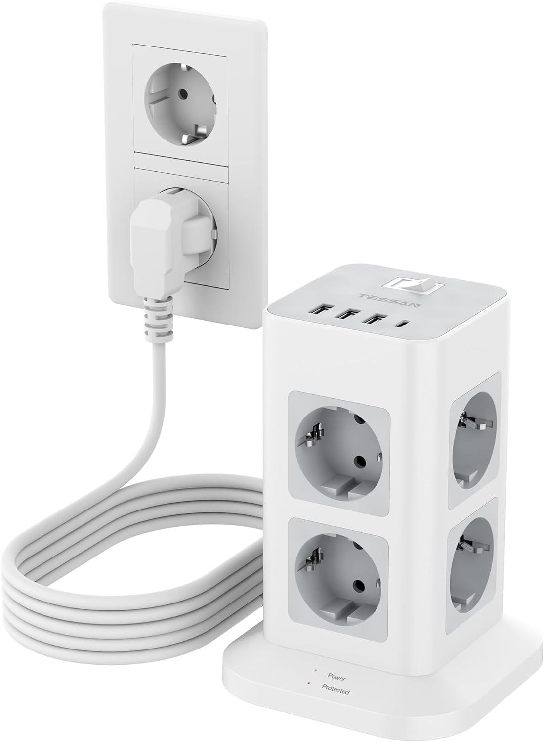 Tessan Ciabatta Multipresa 5 Metri con 4 USB - immagine 1