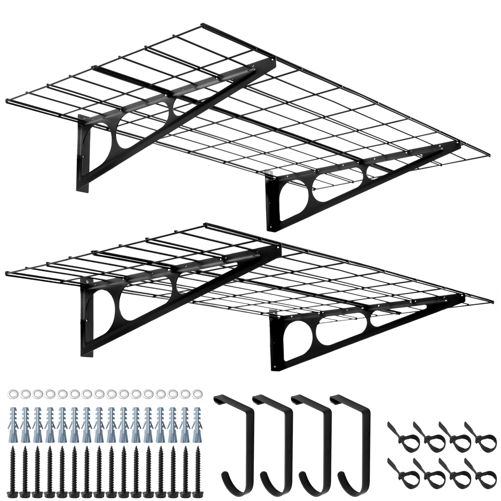 Mensole da Garage in Metallo con Ganci 61 x 121,9 cm (2 pz)