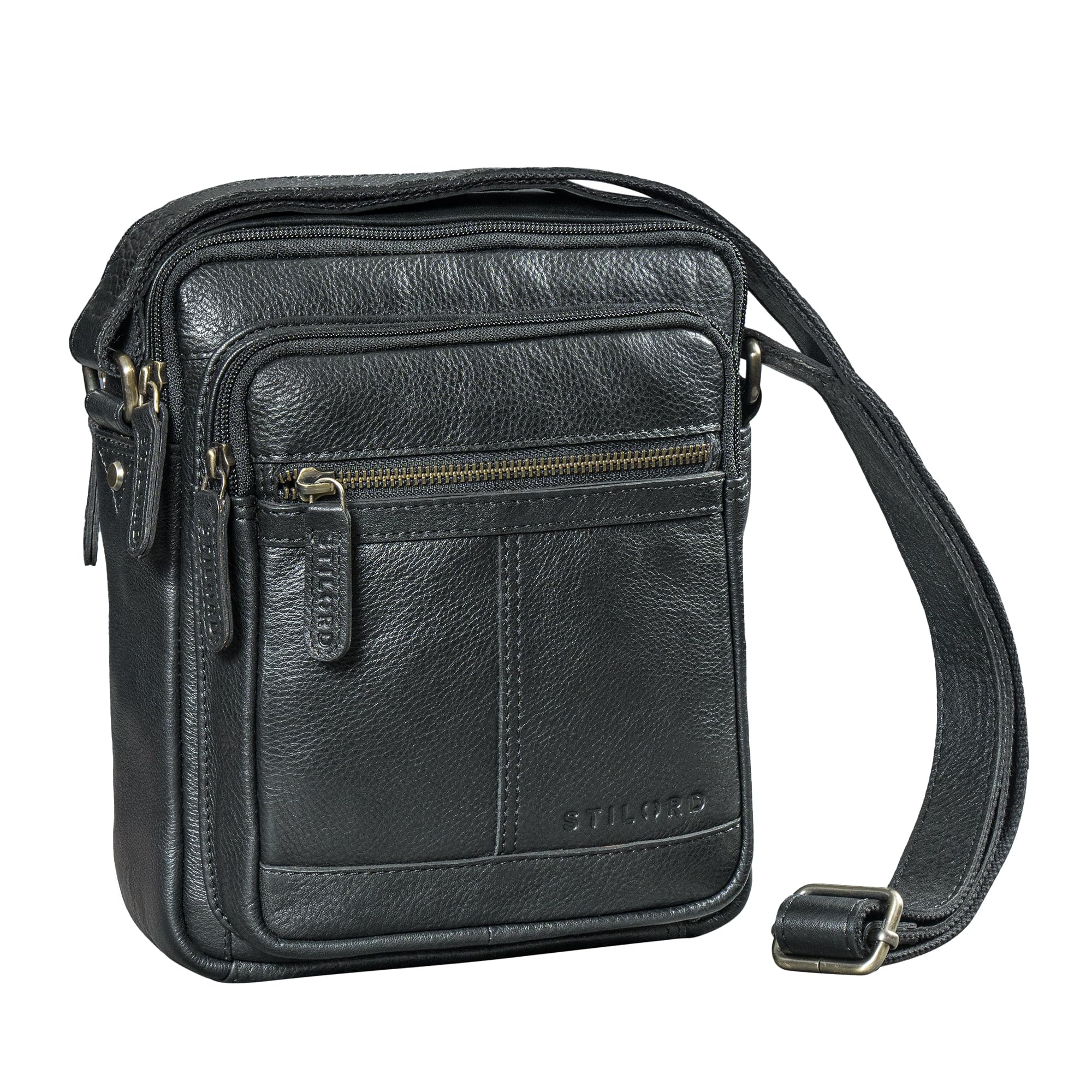 STILORD "Lorenzo" Piccola Borsa a Tracolla Uomo Pelle, Marrone