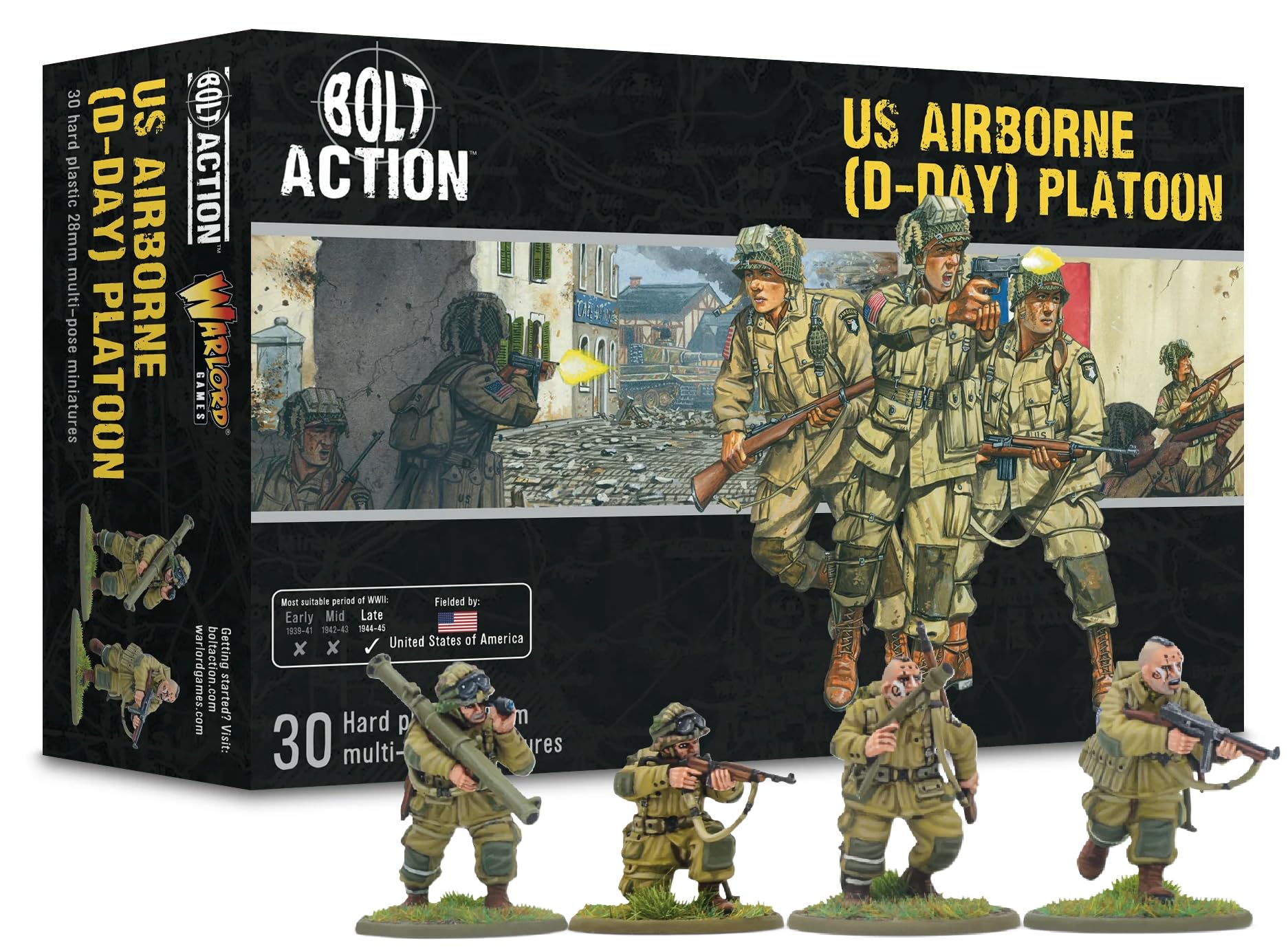 Warlord Games US Airborne D-Day Plotone – Miniature in plastica in scala 28 mm per Bolt Action altamente dettagliate della seconda guerra mondiale