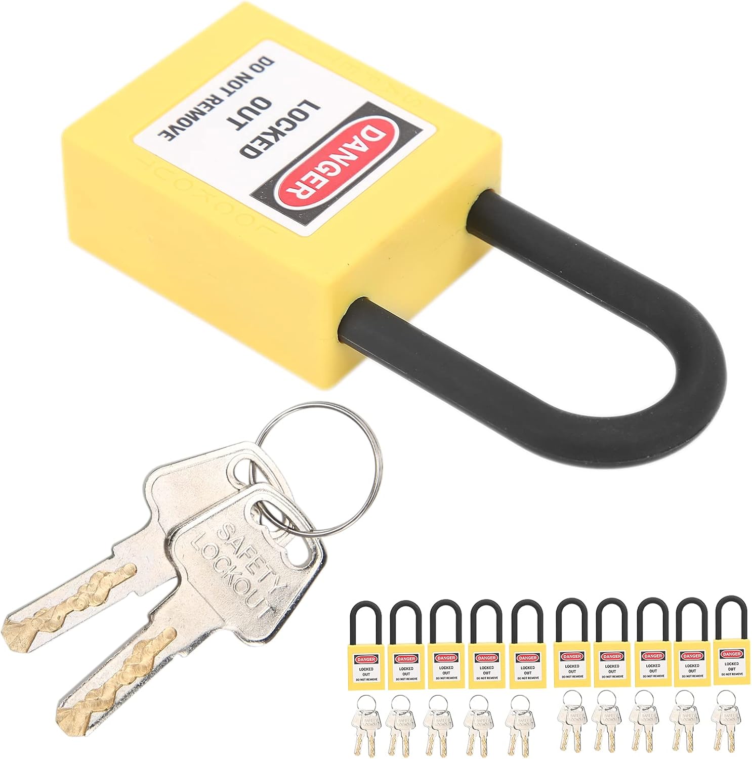Set Lockout Tagout Sicurezza Lucchetto 38mm, Giallo - immagine 1