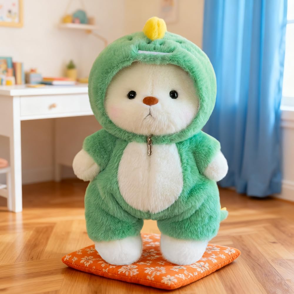 Orsetto di Peluche 40cm con Costume da Dinosauro