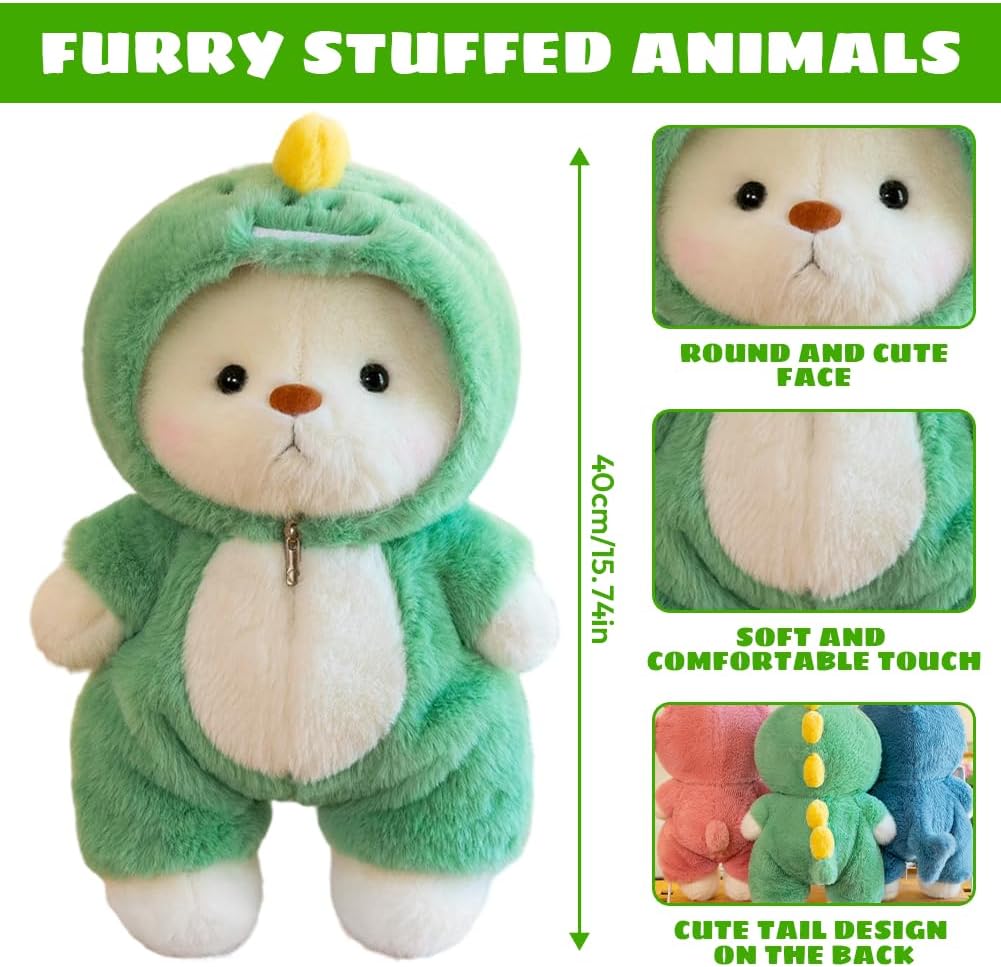 Orsetto di Peluche 40cm con Costume da Dinosauro - immagine 2