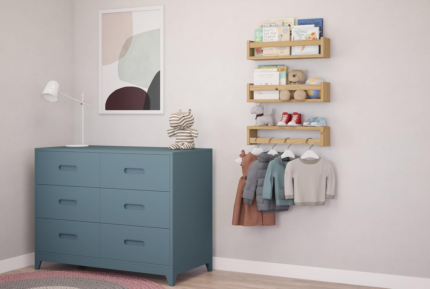 Nature Supplies Set 3 Mensole da Parete in Legno Massello