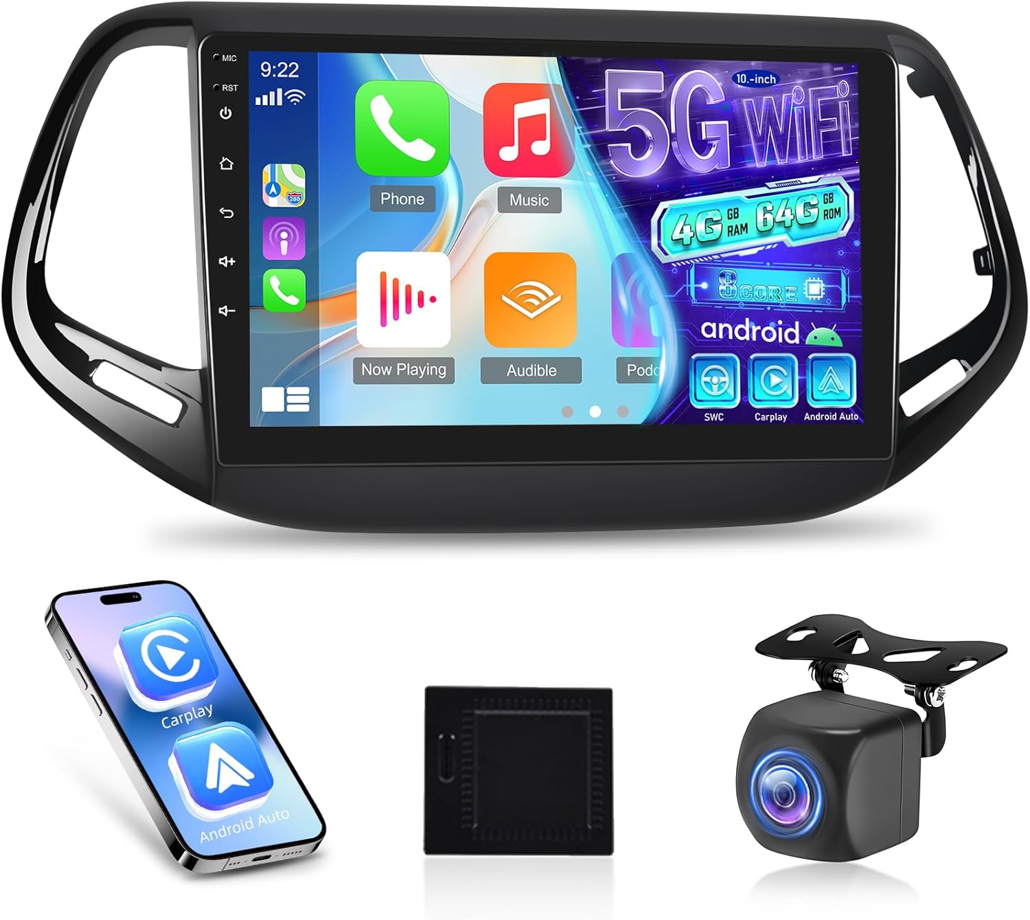 Nhopeew Autoradio 9" per Jeep Compass (2017-2019) - immagine 1