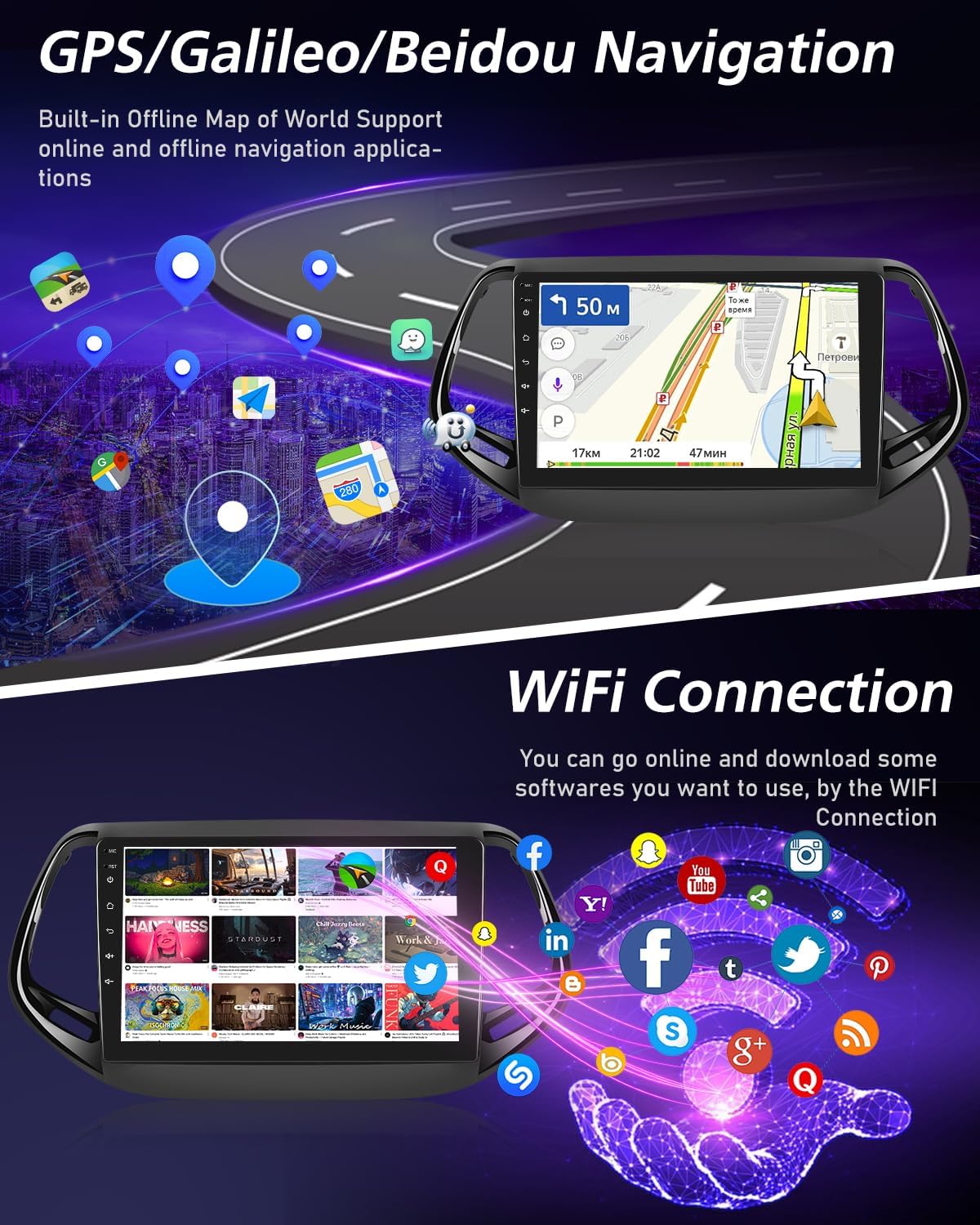 Nhopeew Autoradio 9" per Jeep Compass (2017-2019) - immagine 5