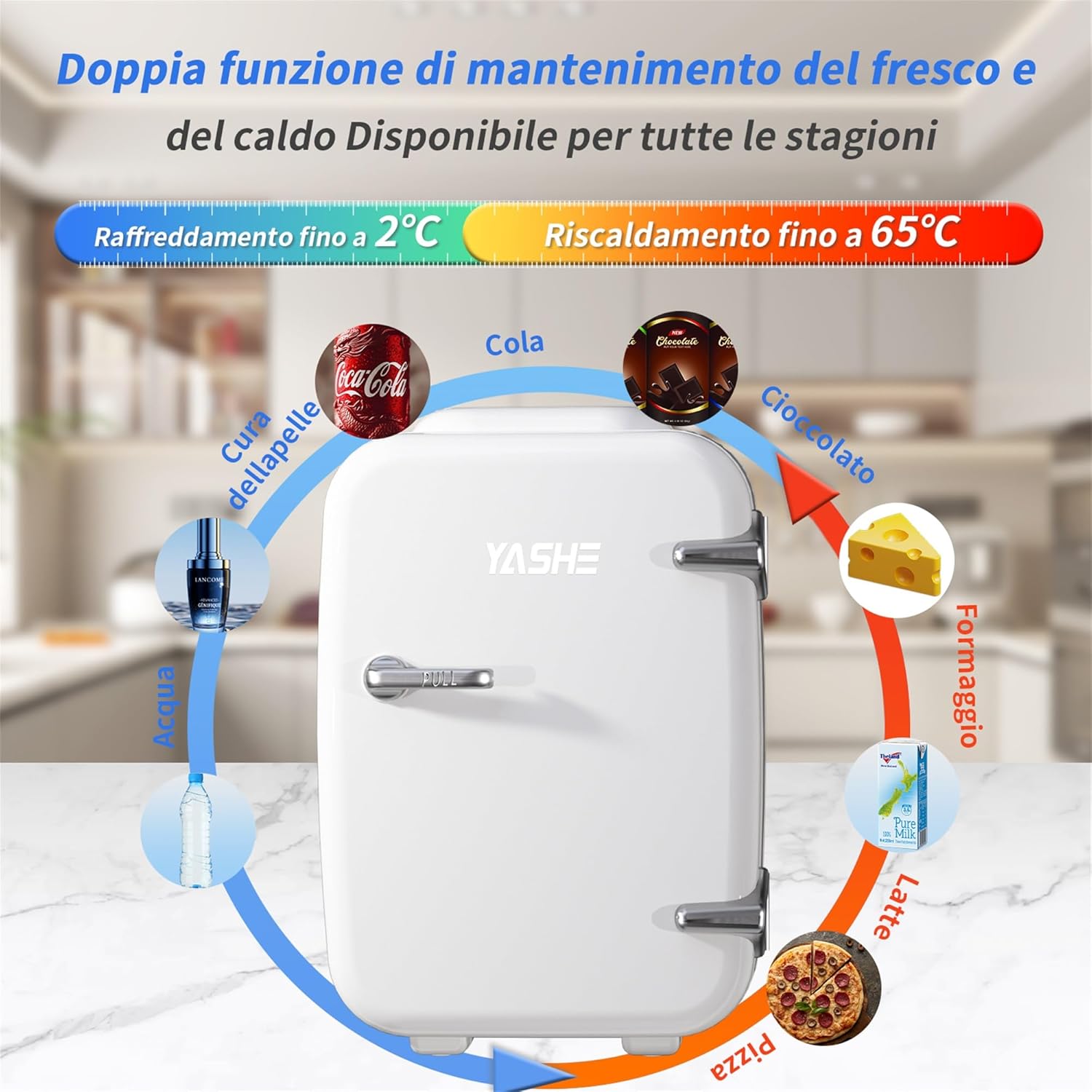 Yashe Mini Frigo da Camera 4L, Bianco - immagine 3