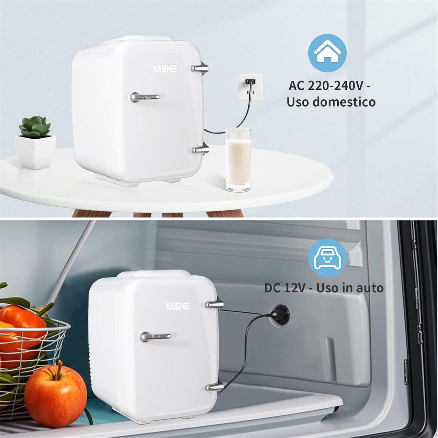 Yashe Mini Frigo da Camera 4L, Bianco - immagine 6