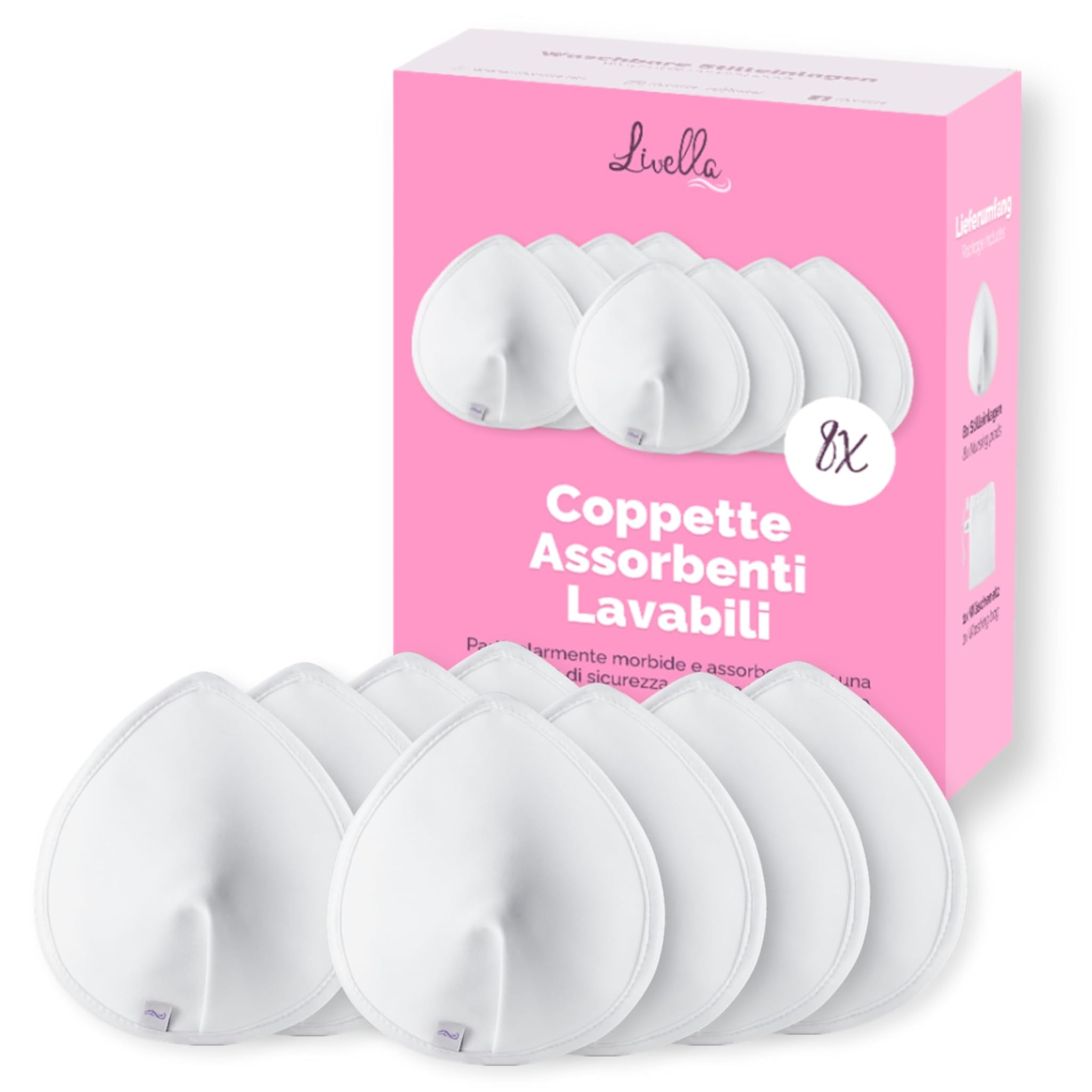 Coppette Assorbilatte Livella (8 pz) Riutilizzabili