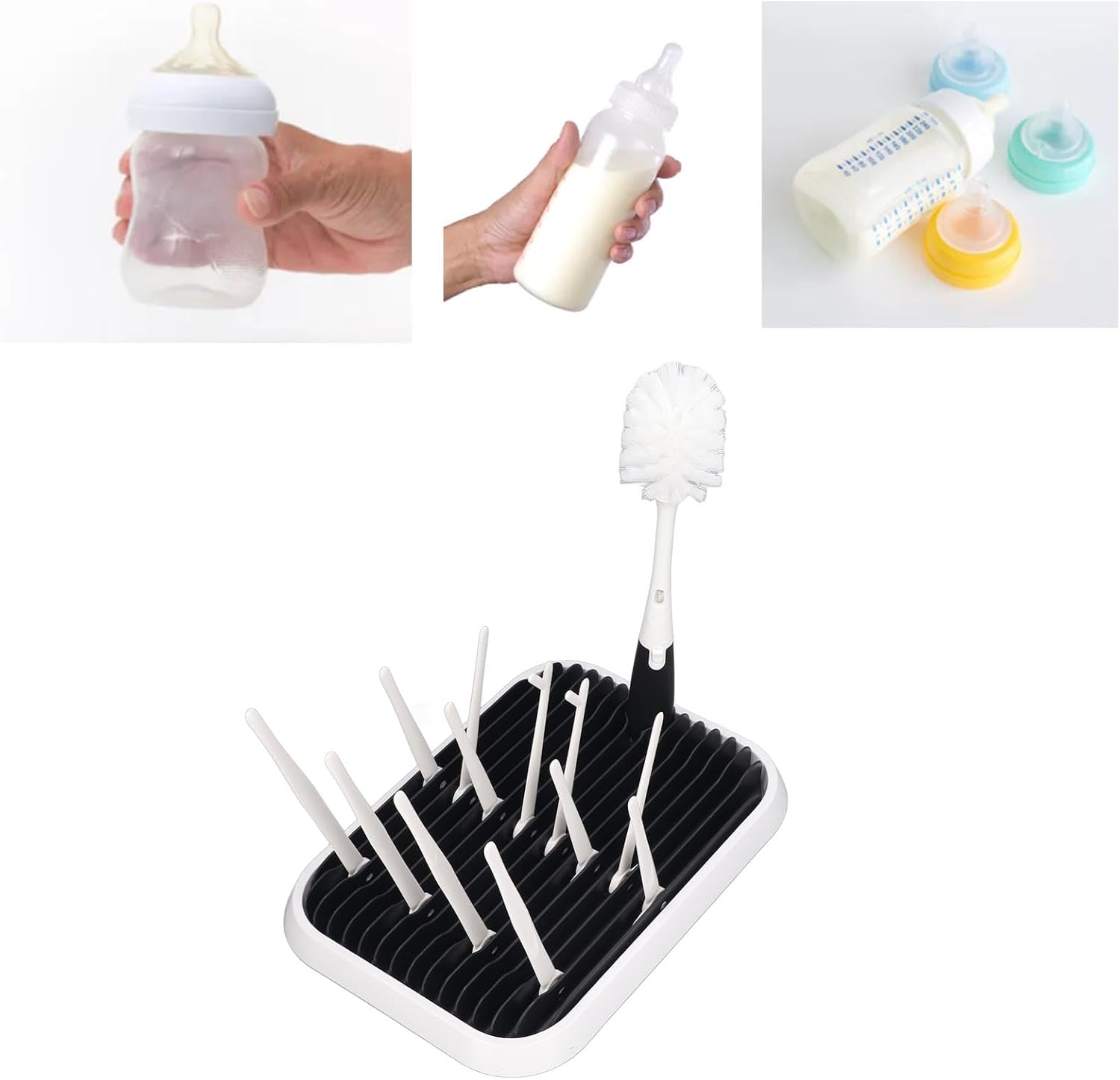Stendino Pieghevole per Biberon con Spazzola Pulizia - immagine 3