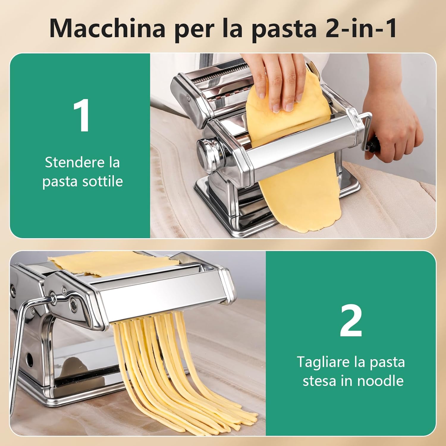 Yashe Macchina per La Pasta 2 in 1 con Kit Pulizia - immagine 2