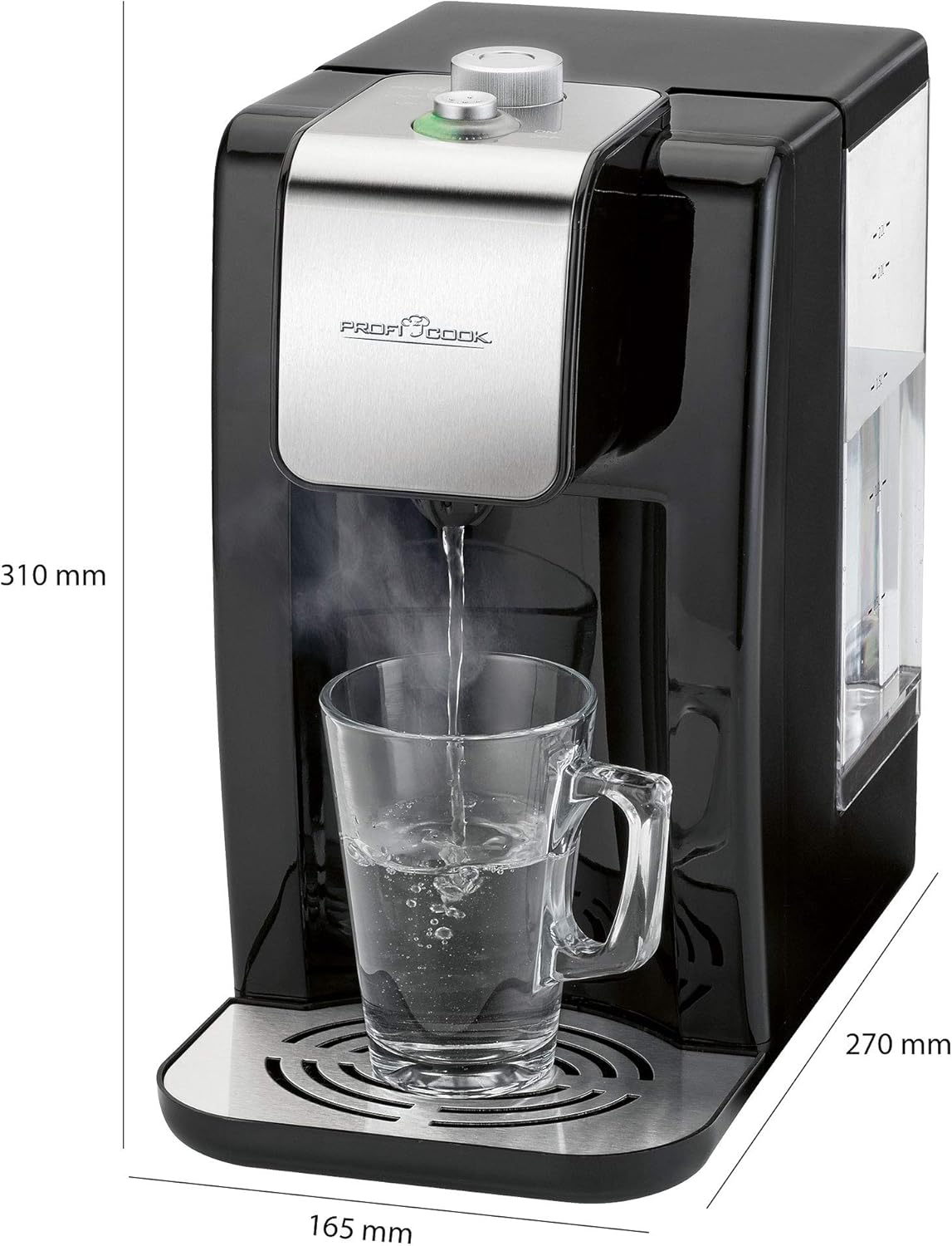 Profi Cook PC-HWS1168 - Distributore Acqua Calda, Argento/Nero - immagine 3