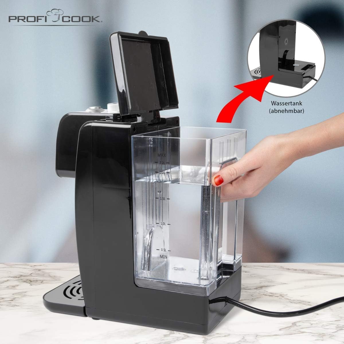 Profi Cook PC-HWS1168 - Distributore Acqua Calda, Argento/Nero - immagine 9