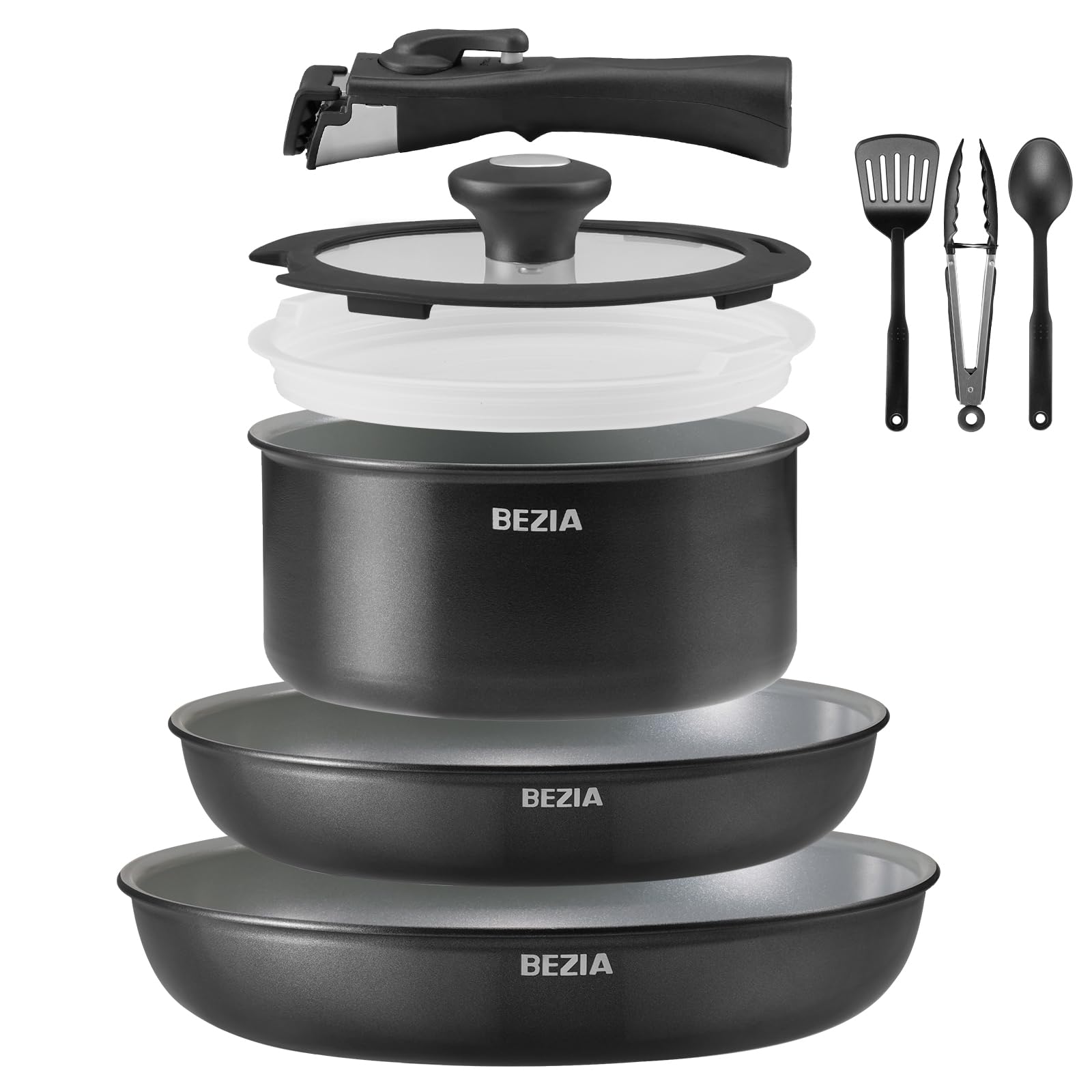 Bezia Set 9 Pentole e Padelle Ceramiche Antiaderenti, Verde