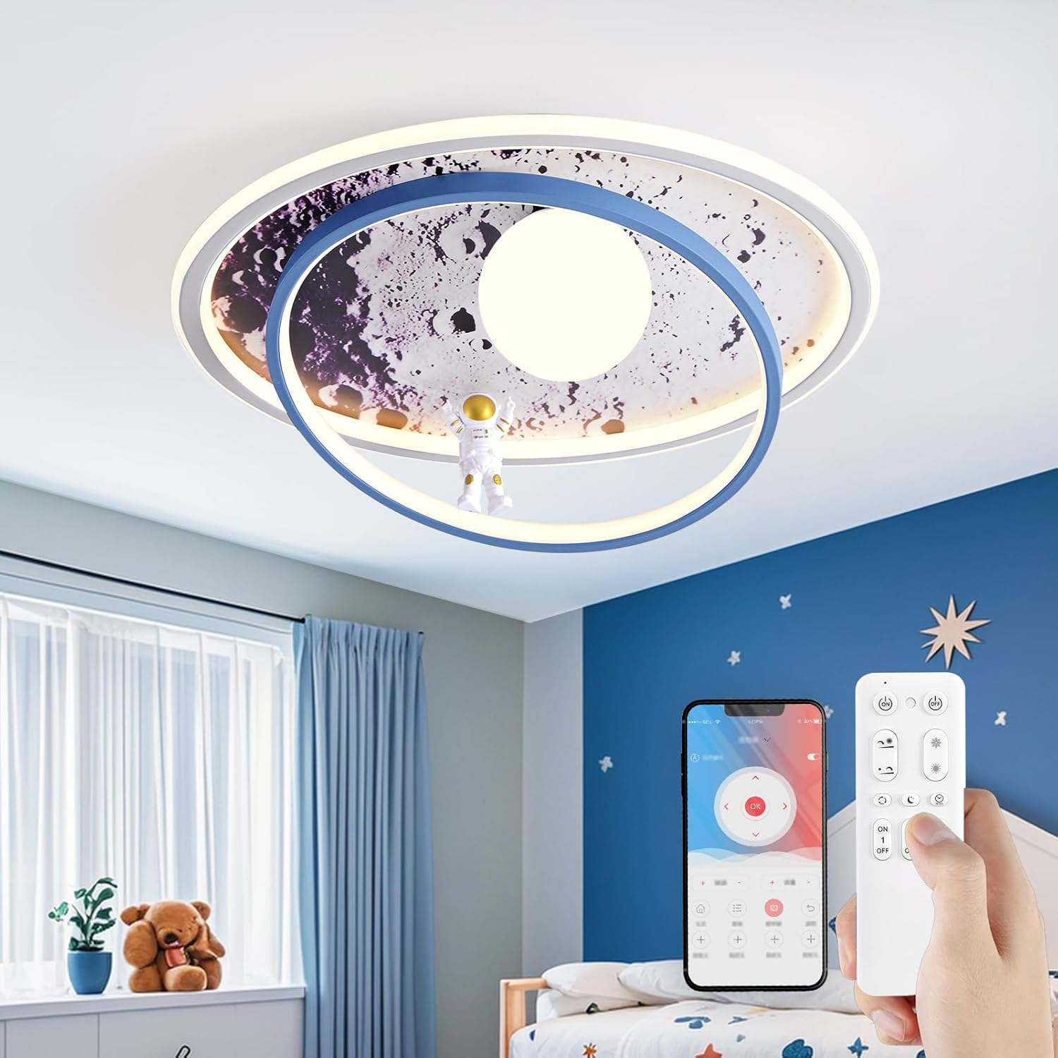 Lampada Soffitto LED per Bambini Astronauta con Telecomando - immagine 1