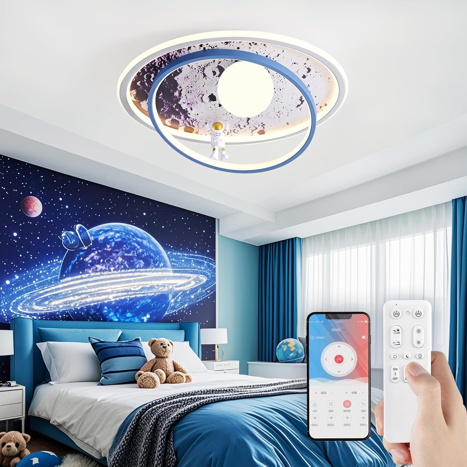 Lampada Soffitto LED per Bambini Astronauta con Telecomando - immagine 2