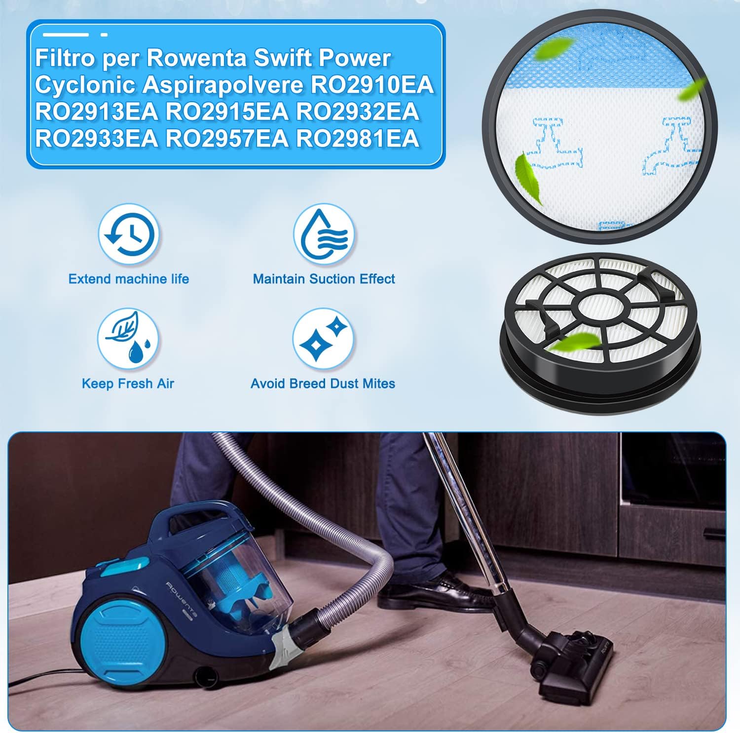 Filtro per Rowenta Swift Power Cyclonic (4 Pezzi) - immagine 4