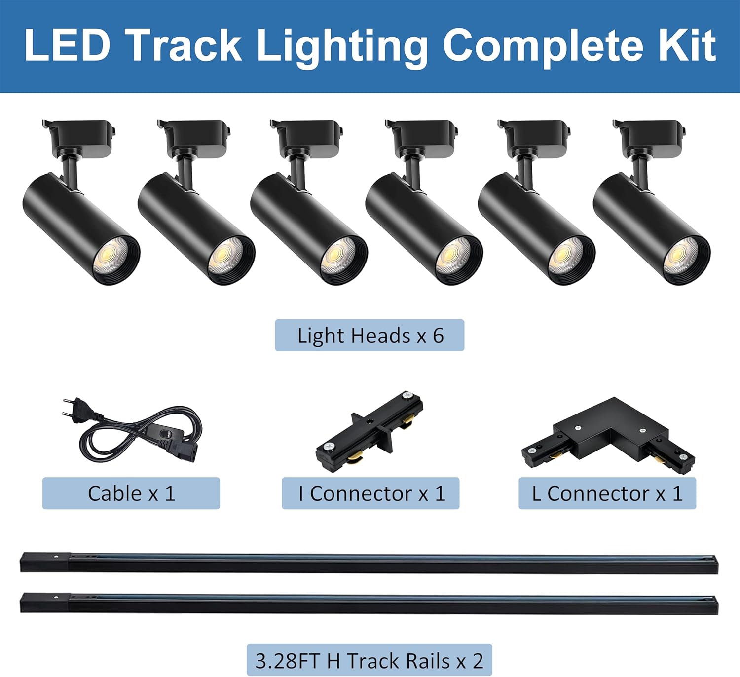 Faretti LED 6-Luci Track Lighting Kit 3000K - immagine 2