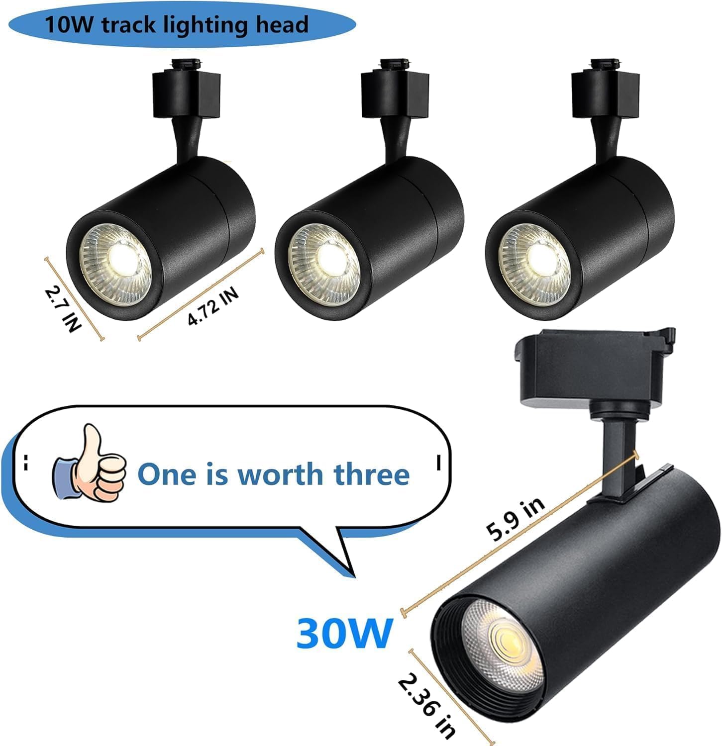 Faretti LED 6-Luci Track Lighting Kit 3000K - immagine 3