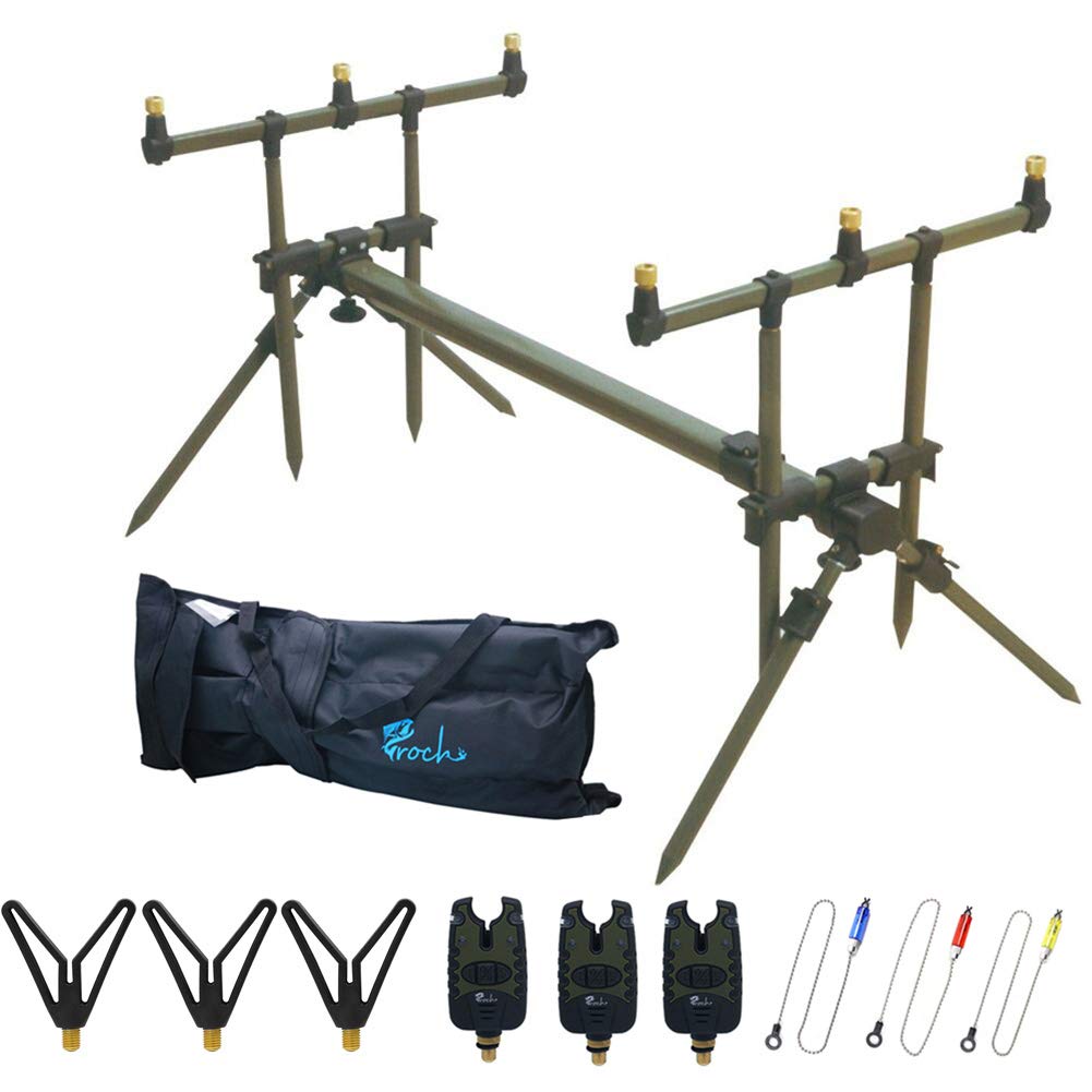 Pod Pesca palo Post Asta Pod con Bank Sticks, Rod Rests e Carry Case ...