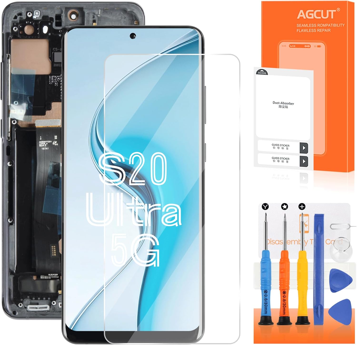 AGCUT Schermo LCD OLED per Samsung S20 Ultra 5G, Nero - immagine 1
