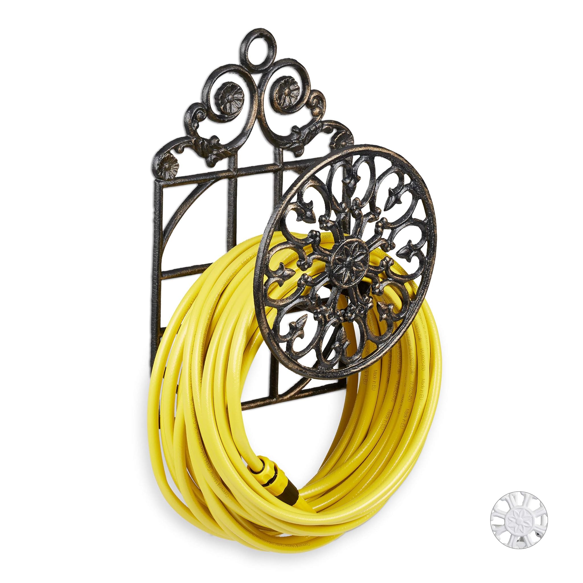 Relaxdays Portatubo da Giardino in Ghisa 50x32x20cm, Bronzo