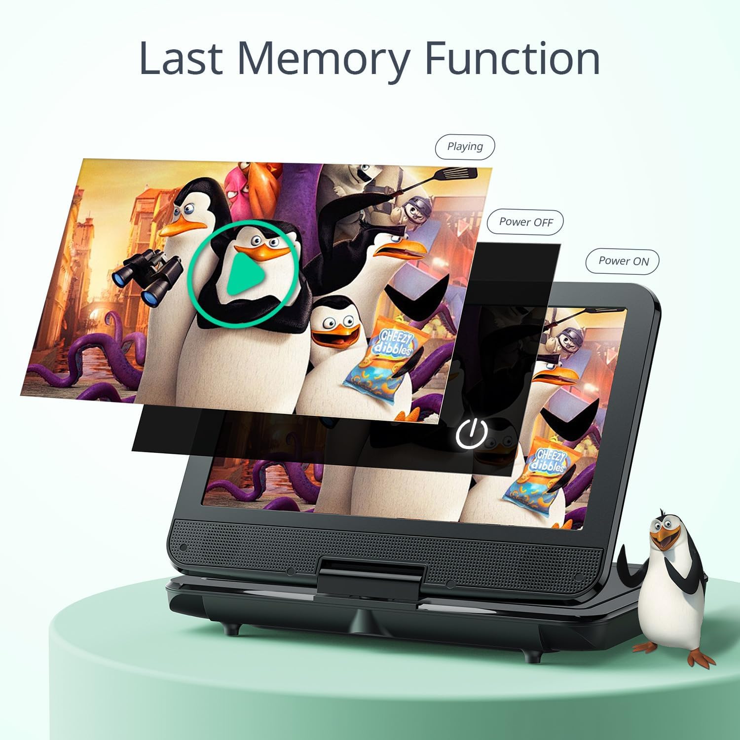 Yoton Lettore DVD Portatile 12,5" con Schermo Girevole HD - immagine 5