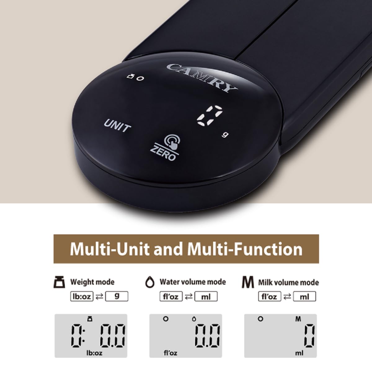 Camry Bilancia da Cucina Digitale Pieghevole 5kg, Nero - immagine 5