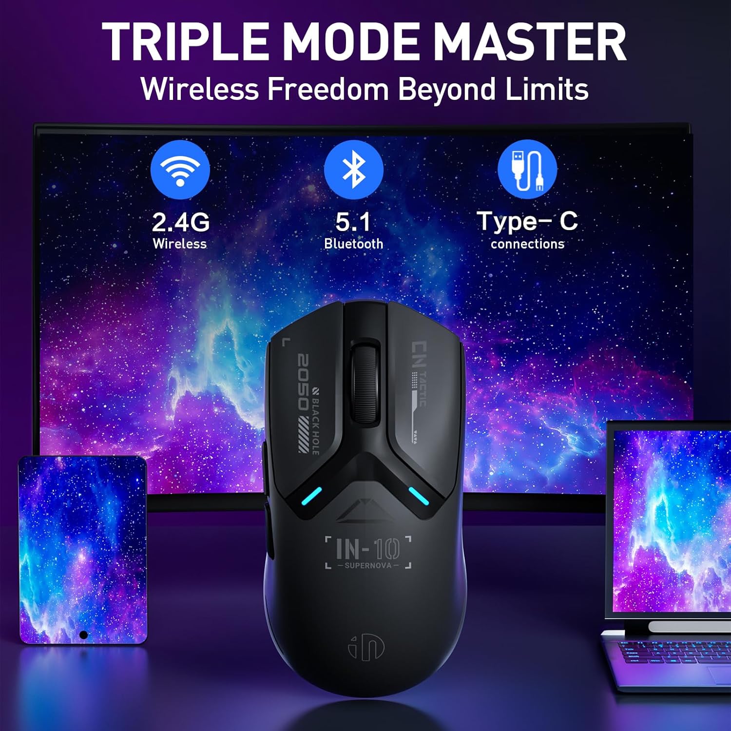 Inphic IN10P - Mouse Gaming Wireless Superleggero 26.000 DPI - immagine 2