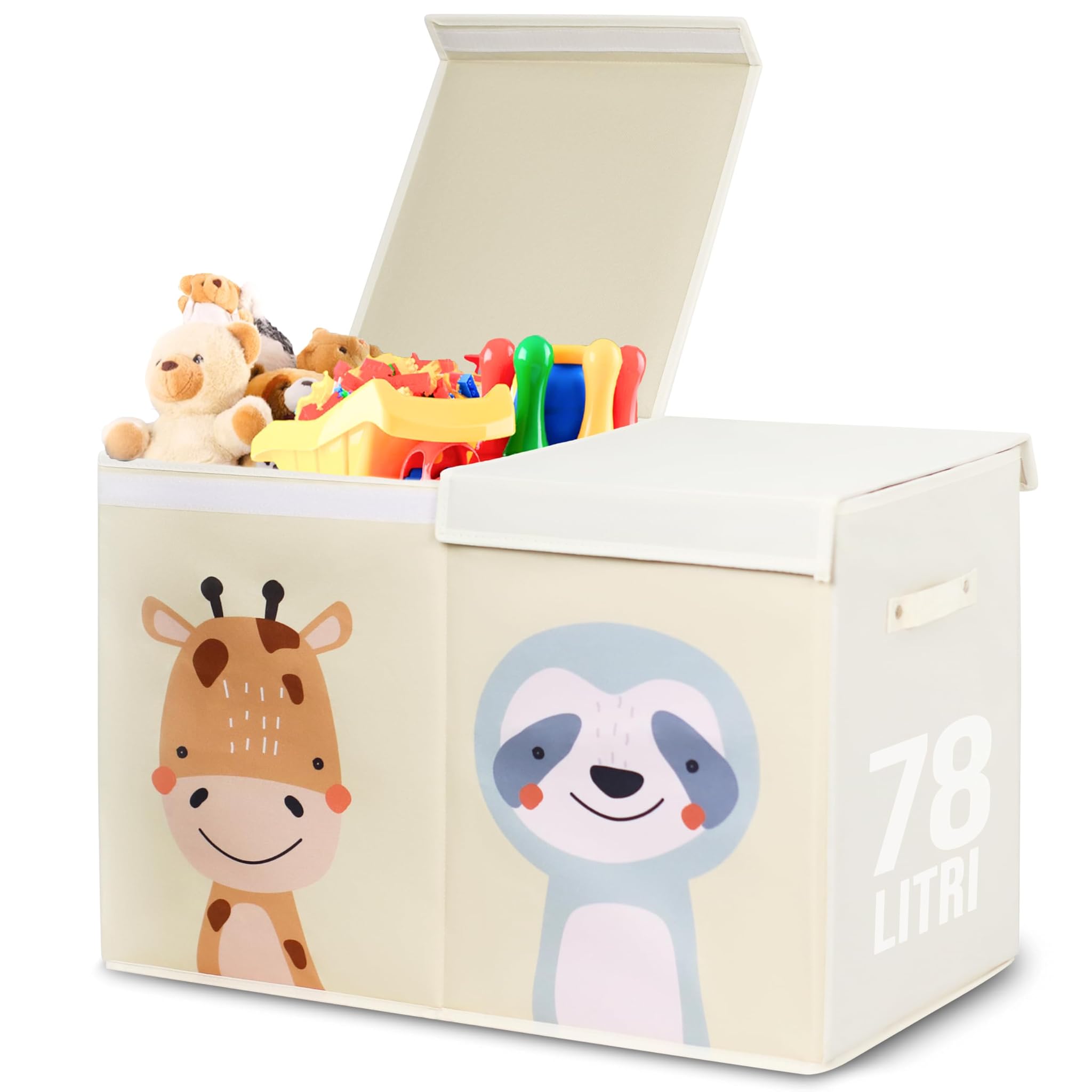 Scatola Porta Giochi Pieghevole 78 Litri, Beige