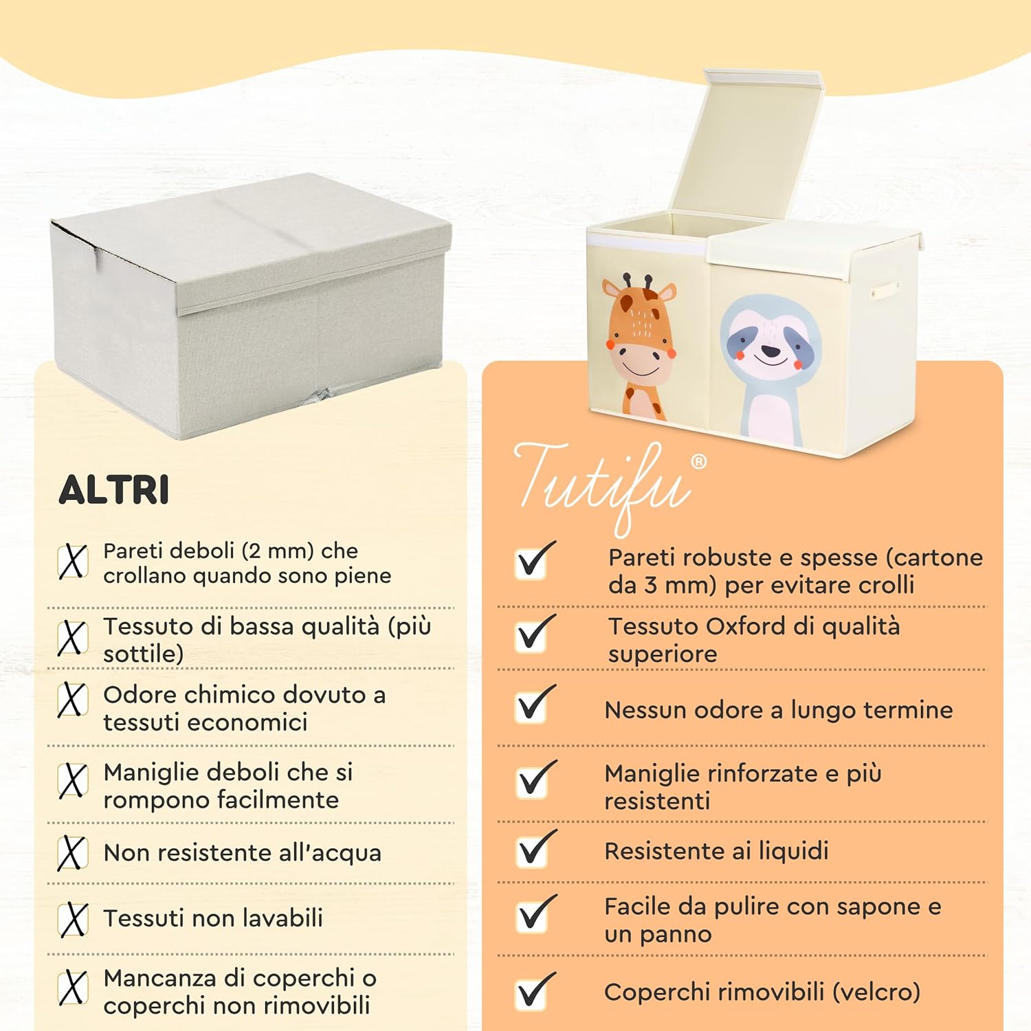 Scatola Porta Giochi Pieghevole 78 Litri, Beige - immagine 6