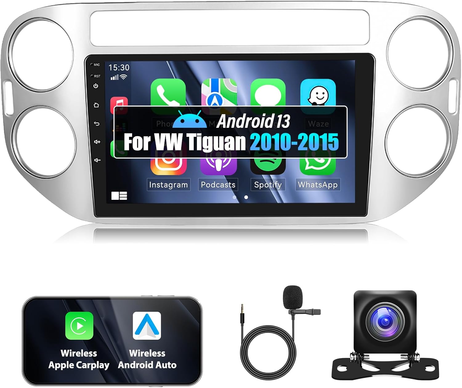 Autoradio Android 11 Doppio Din per VW Tiguan 2010-2015 - immagine 1