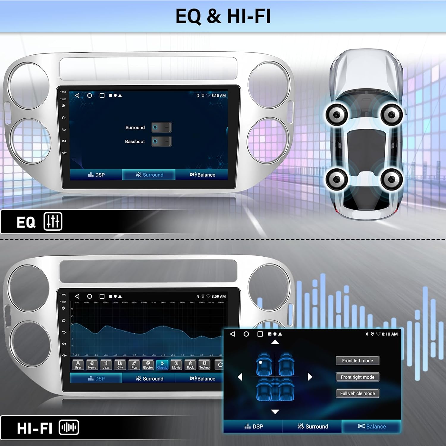 Autoradio Android 11 Doppio Din per VW Tiguan 2010-2015 - immagine 6