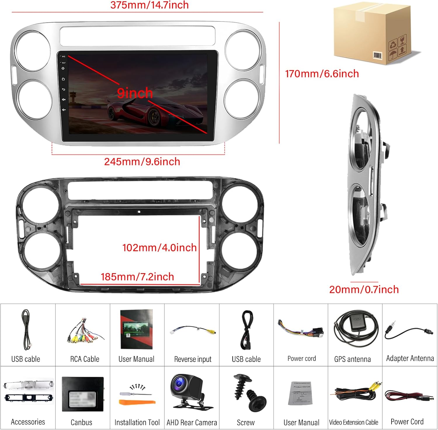 Autoradio Android 11 Doppio Din per VW Tiguan 2010-2015 - immagine 8