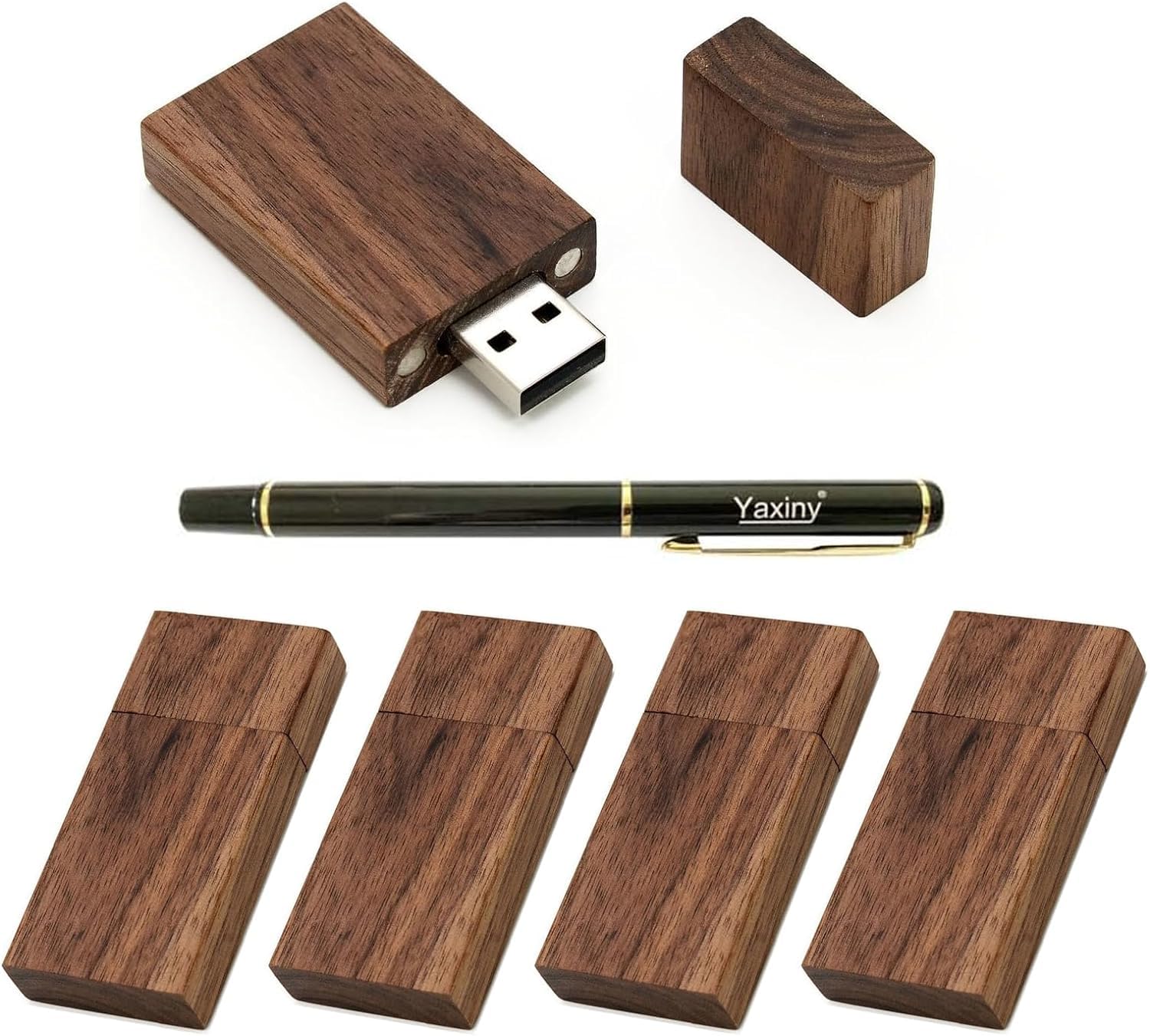 Yaxiny Chiavetta USB 2.0/3.0 in Legno di Noce, 5 Pezzi