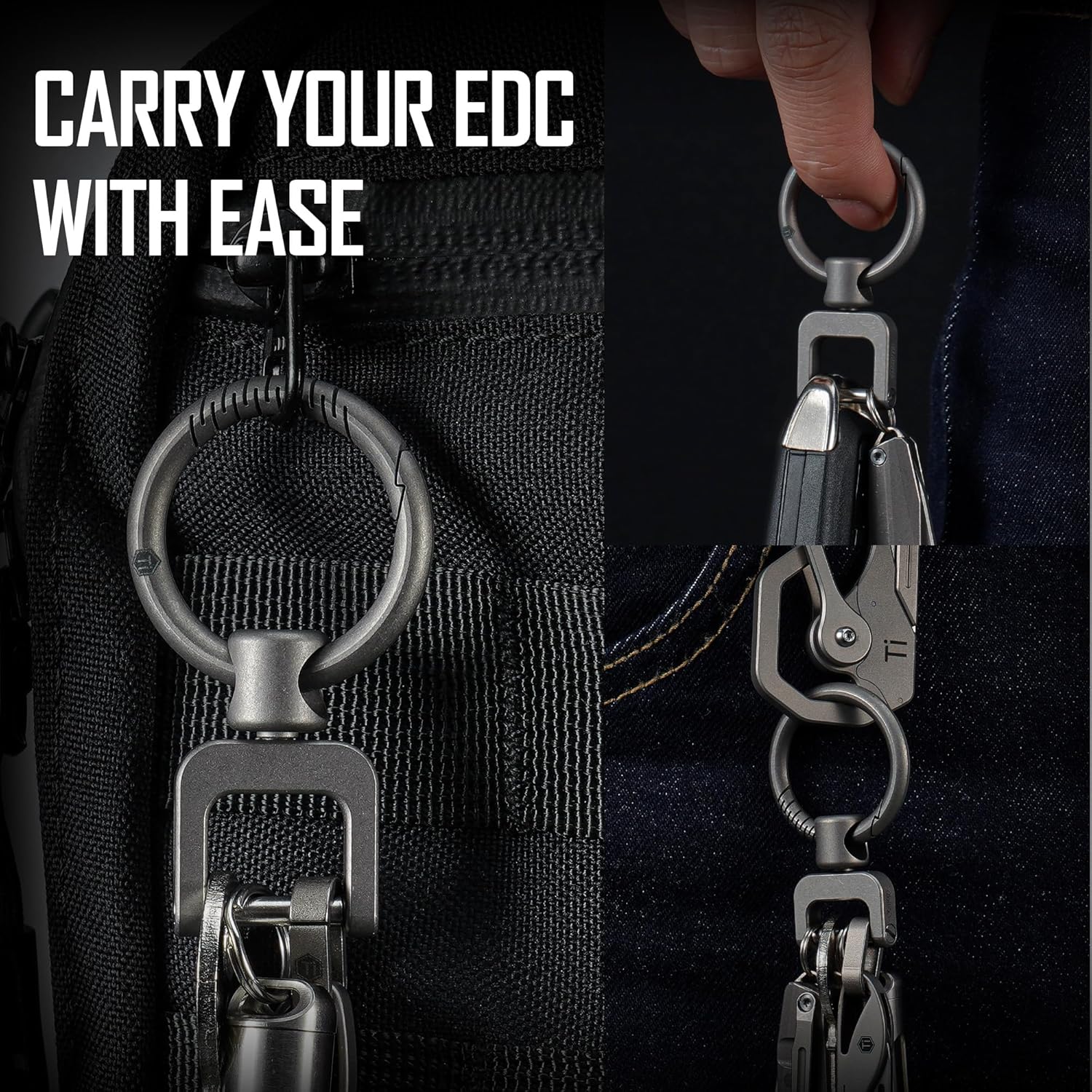 KeyUnity Titanium Side Pushing Key Ring - immagine 4