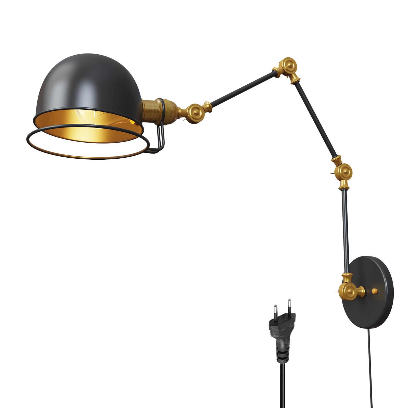 Lampade da Parete con Braccio E27 Vintage, Nera