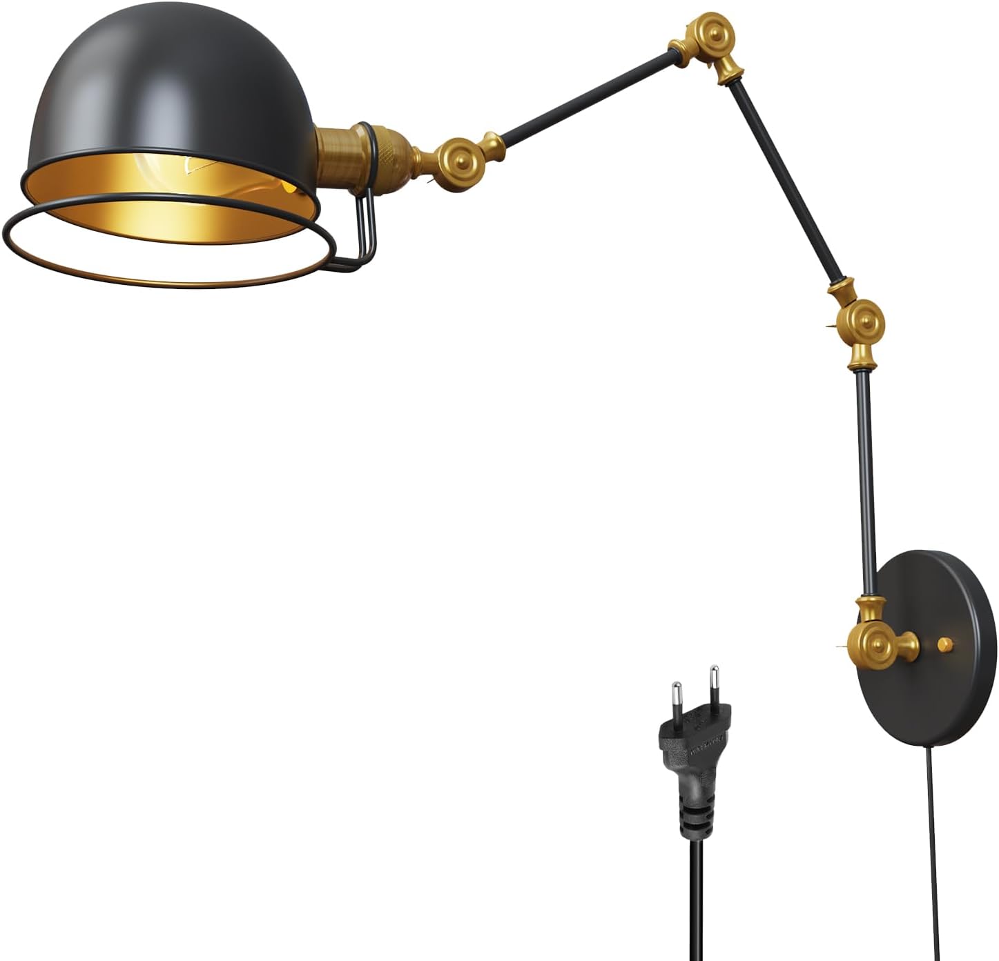 Lampade da Parete con Braccio E27 Vintage, Nera - immagine 1