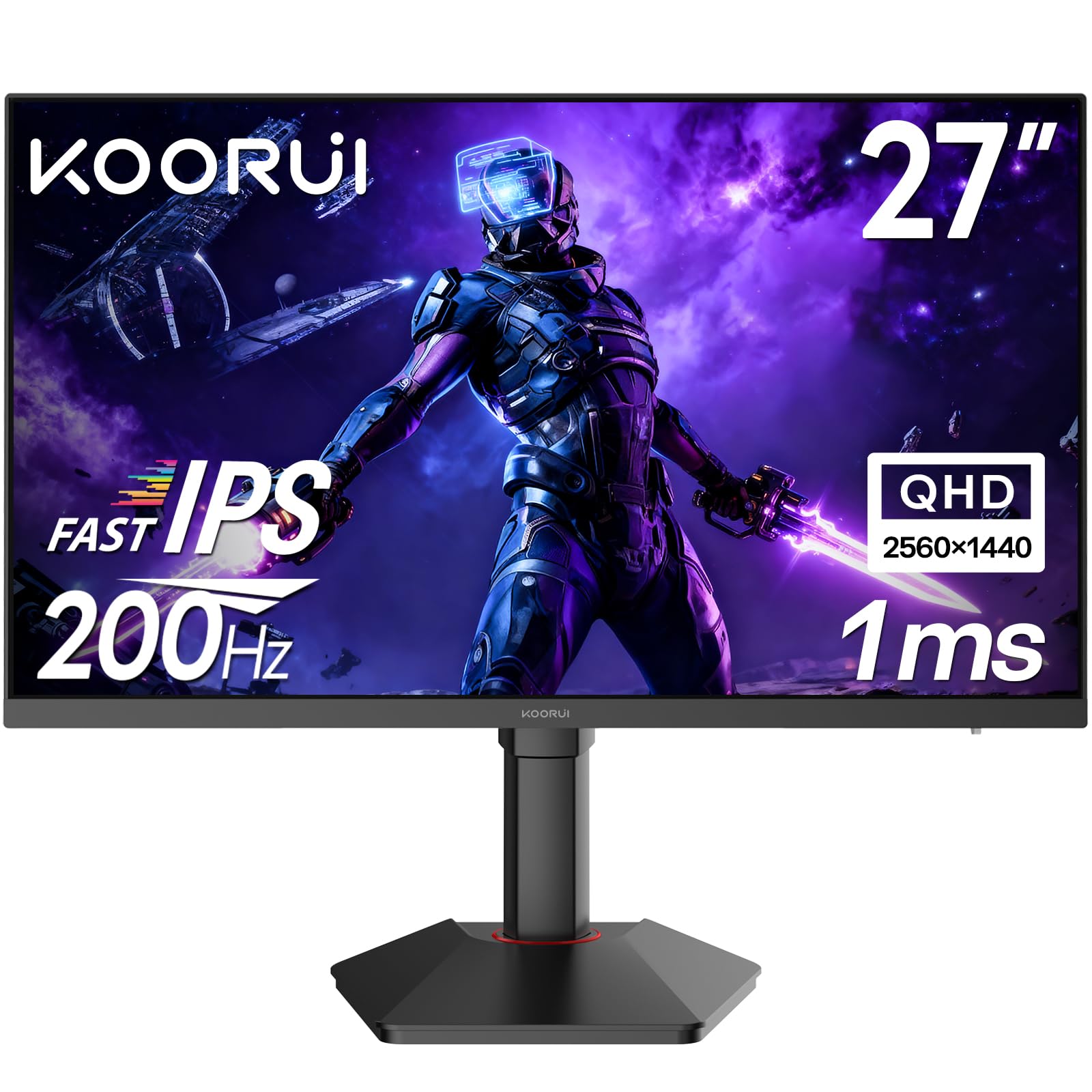 Koorui Monitor Gaming 27" QHD 200Hz Fast IPS 1ms, Nero