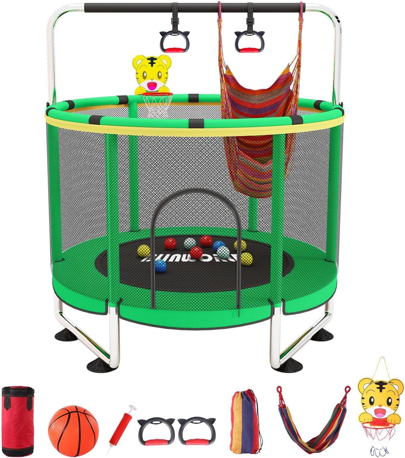 Trampolino per Bambini con Canestro da Basket 200kg