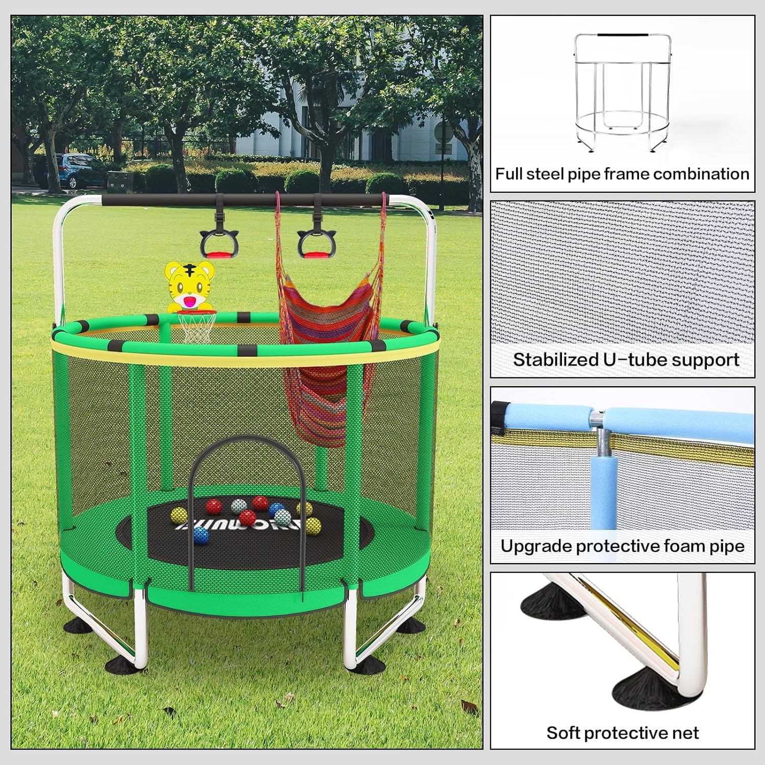 Trampolino per Bambini con Canestro da Basket 200kg - immagine 5