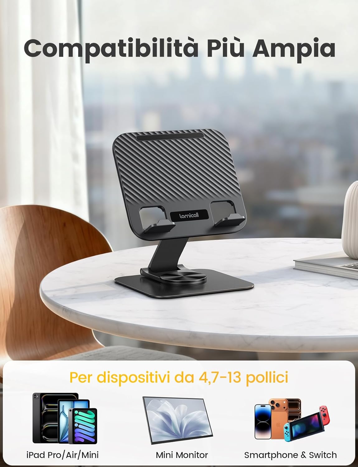 Lamicall Supporto per Tablet da Tavolo - Base Girevole 360° - immagine 5