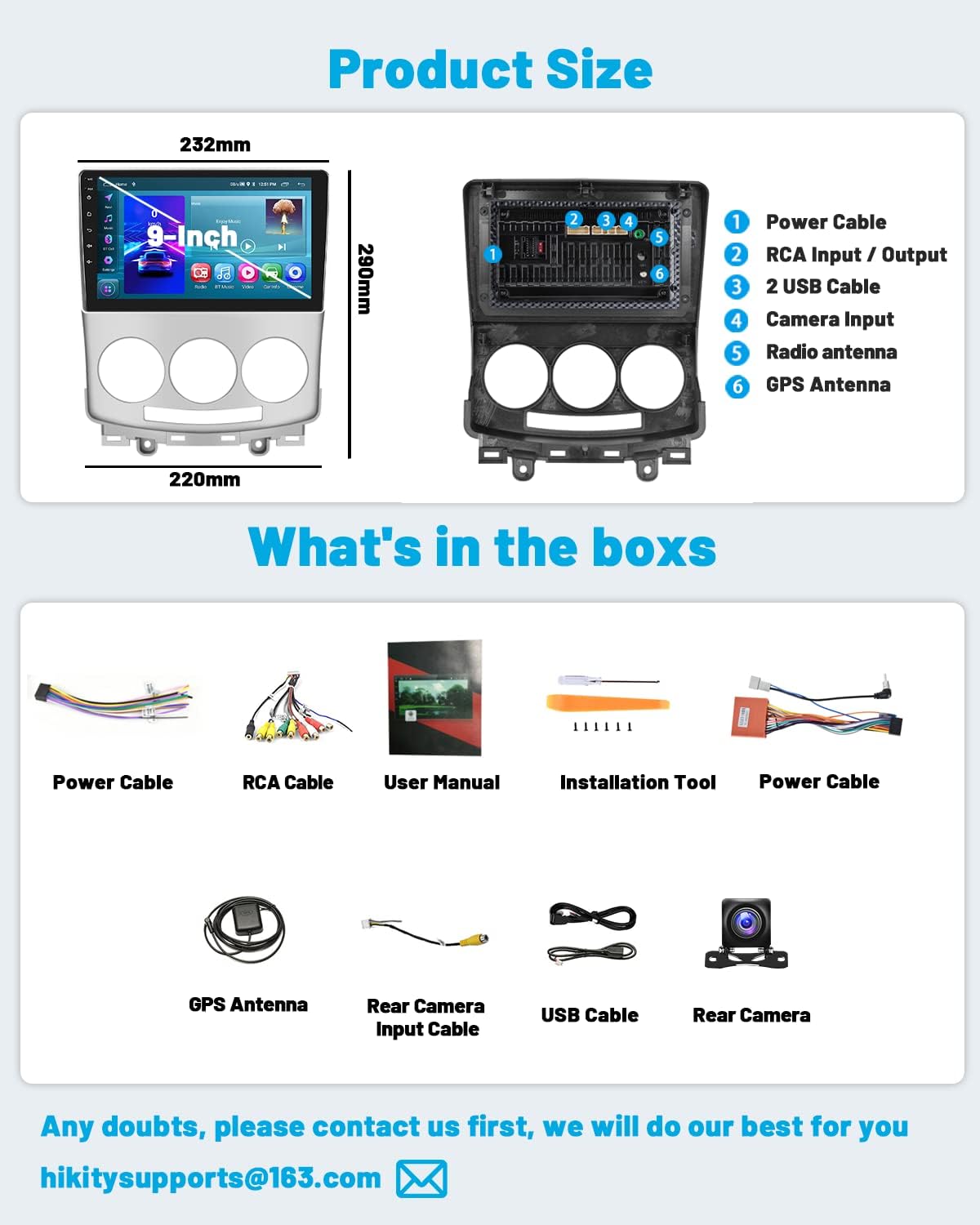 Hikity Autoradio Android 9" per Mazda 5 (2007-2010) - immagine 7