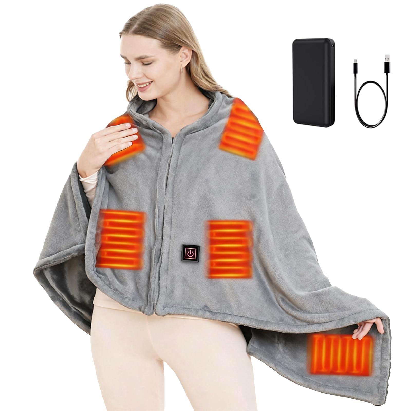 Snz Coperta Termica USB con Batteria 10000mAh 150x80 cm