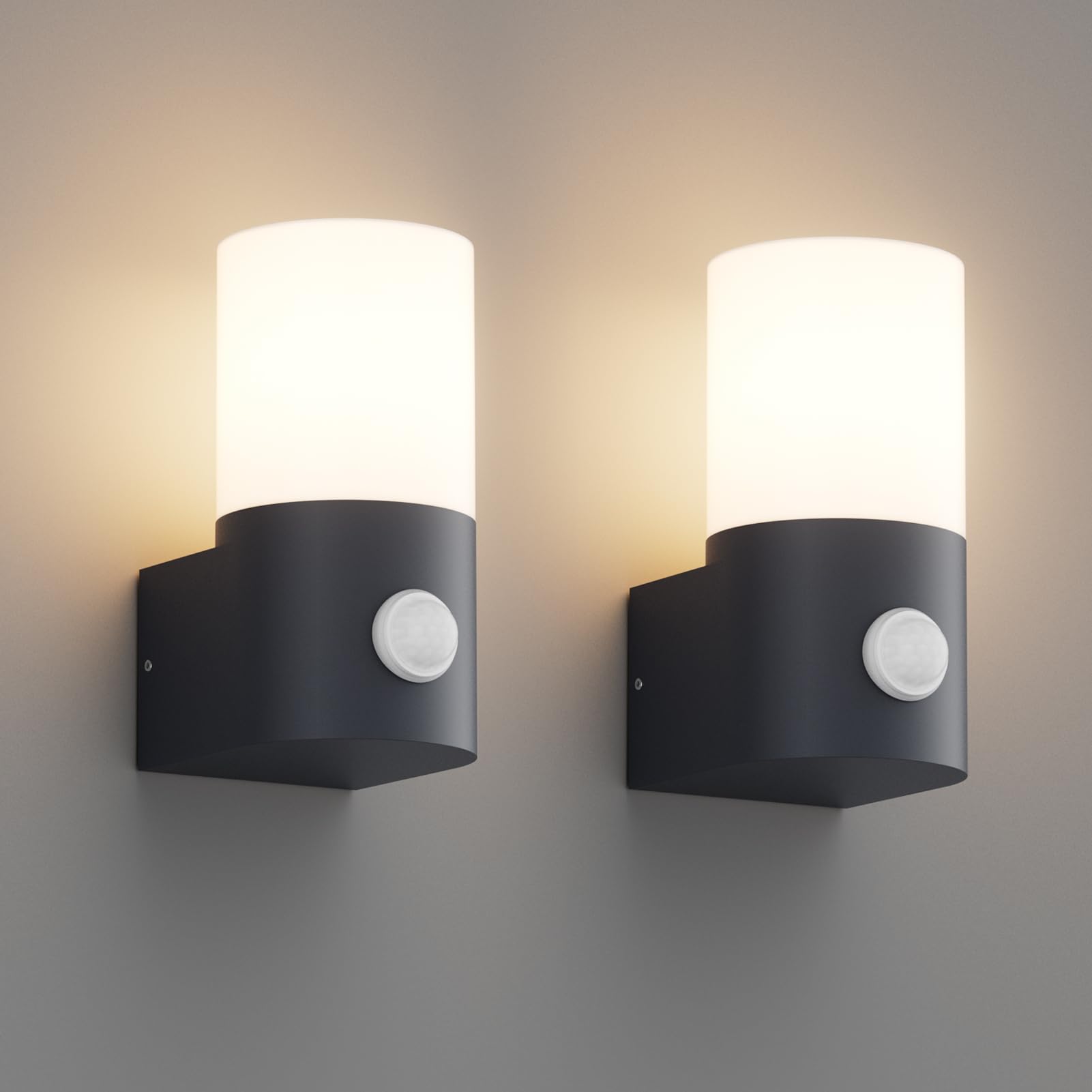 Klighten 2 Applique da Parete E27 con Sensore, Antracite