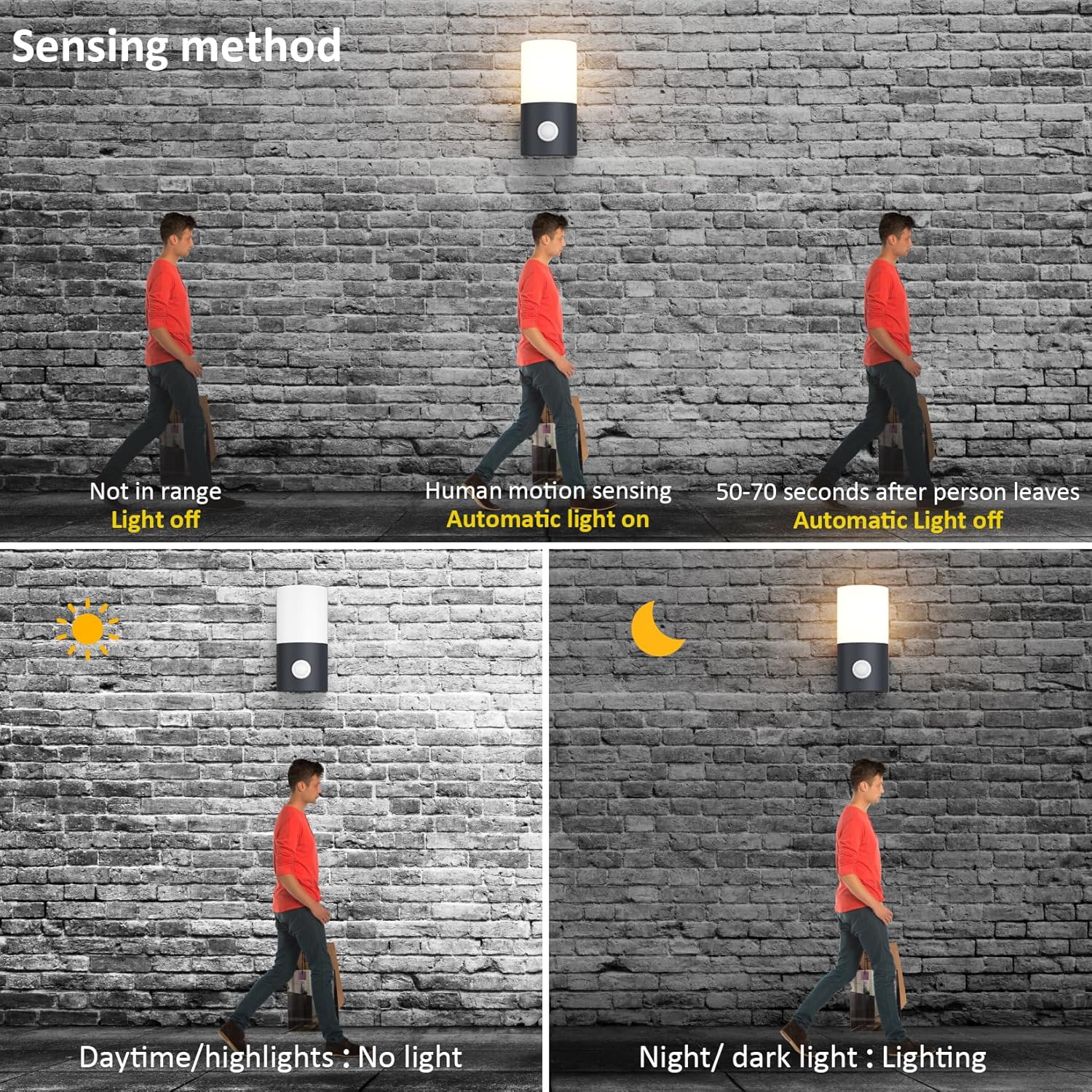 Klighten 2 Applique da Parete E27 con Sensore, Antracite - immagine 4