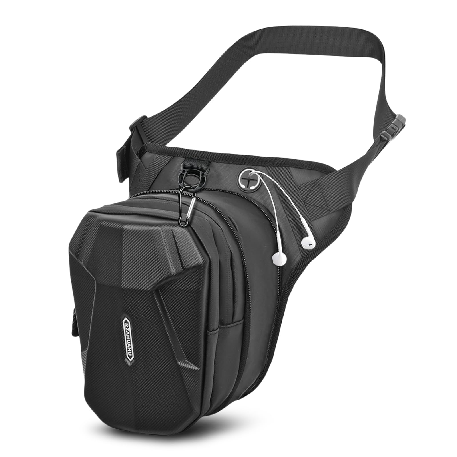 flintronic Marsupio Borsa Gamba Moto, EVA Impermeabile Borsa da Gamba, Borsa Cosciale Espandibile con Jack per Cuffie & Cintura Regolabile, per Arrampicata, Trekking, Ciclismo, Moto, Pesca