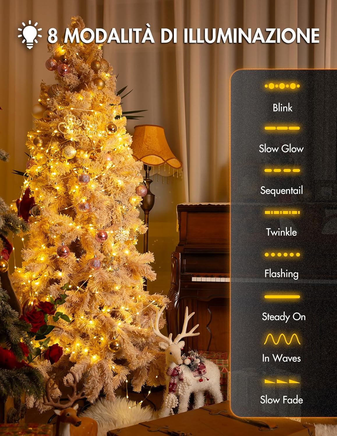 Bescost Catena Luminosa Esterno 50 Metri 500 LED - immagine 3