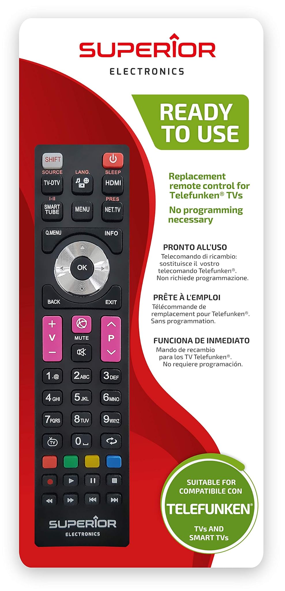 Superior TELEFUNKEN Replacement - Telecomando TV Universale